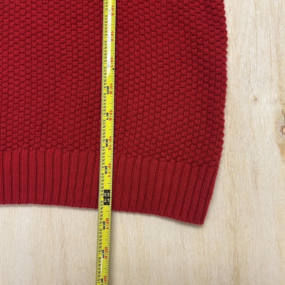 LOFT Sweater Womens Small Red Crew Neck Waffle-Knit Raglan Sleeve Pullover - Picture 4 of 6
